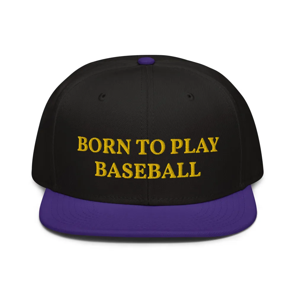 Snapback Hat "1051-0021 Born To Play Baseball (Yellow Logo)"