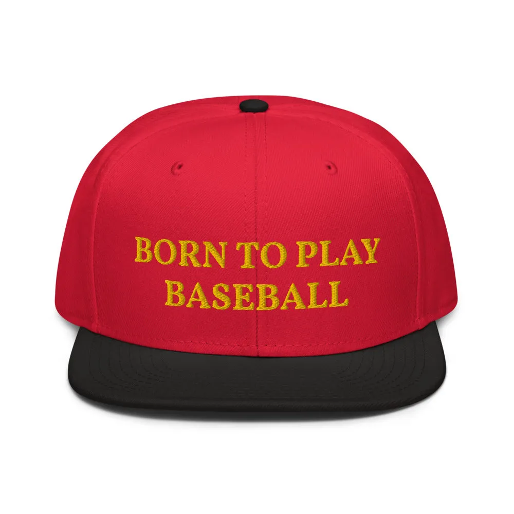 Snapback Hat "1051-0021 Born To Play Baseball (Yellow Logo)"