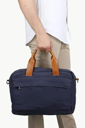 Solid Canvas Laptop Bag With Sling