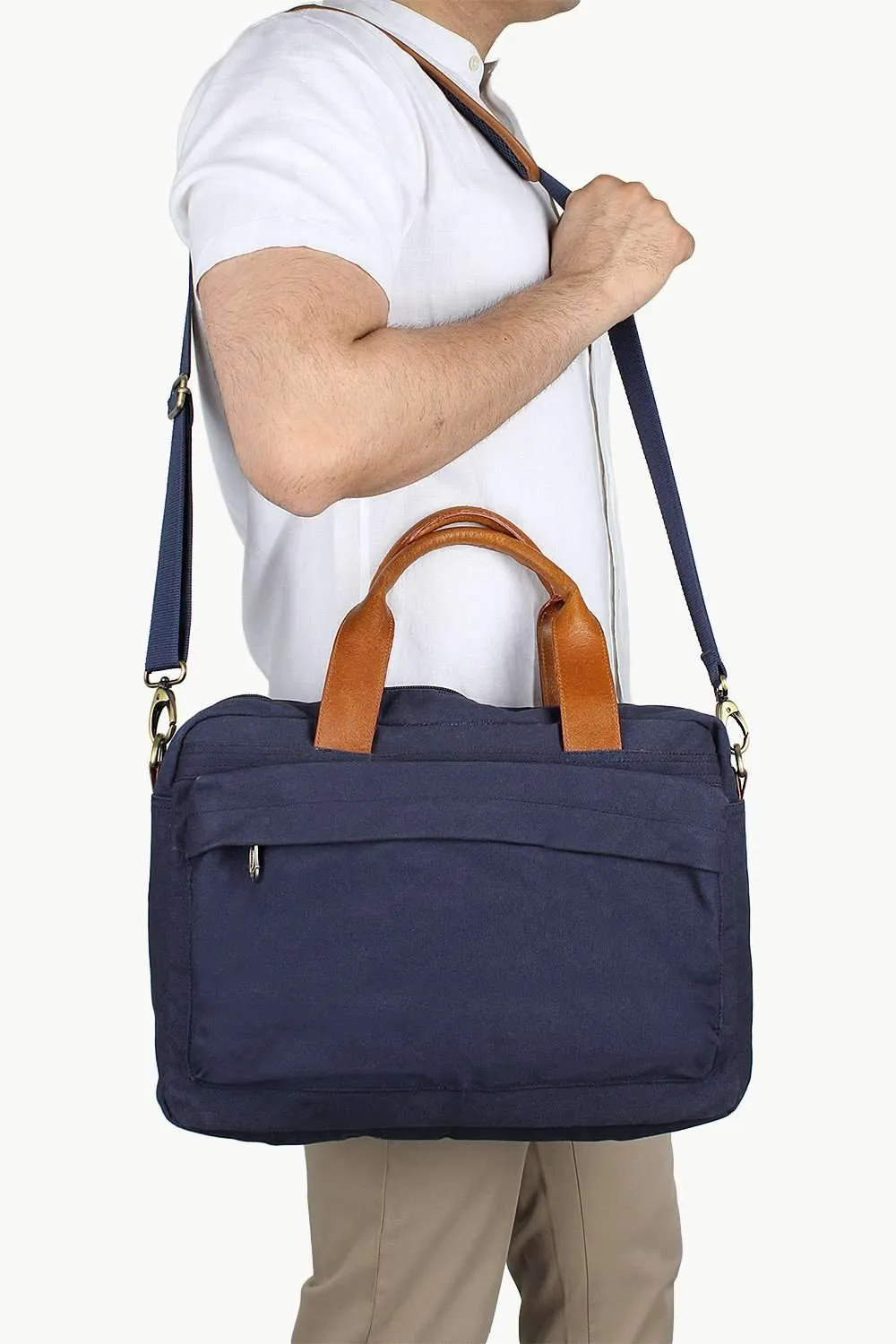 Solid Canvas Laptop Bag With Sling