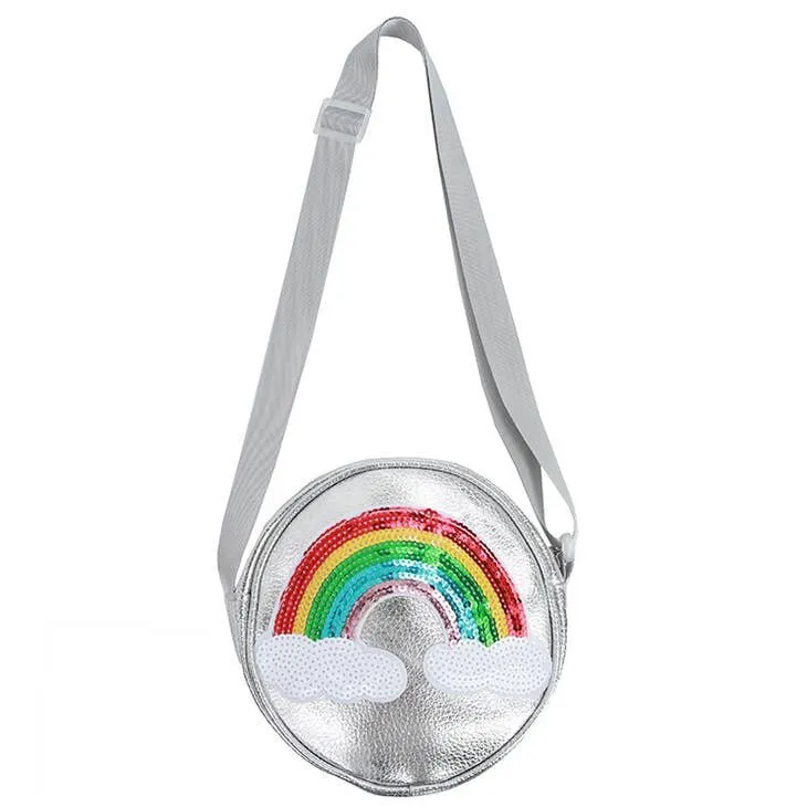 Sparkle Sisters Round Sequin Rainbow Purse - Silver