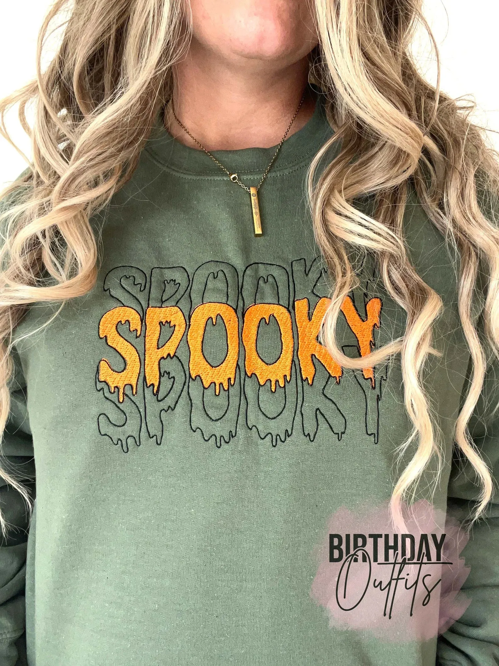 Spooky Stacked Embroidered sweatshirt, Halloween Embroidered, Halloween Spooky Vibes Embroidered,Spooky, Ghost, halloween shirt