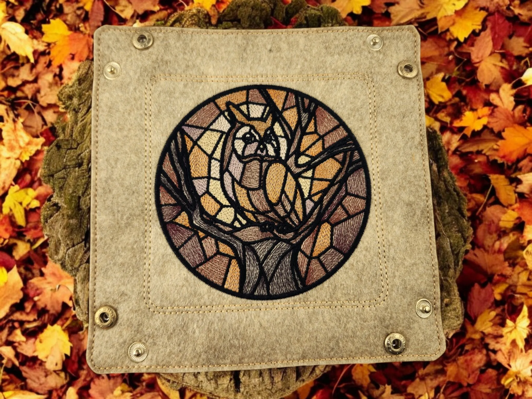 Stained glass style owl dice tray