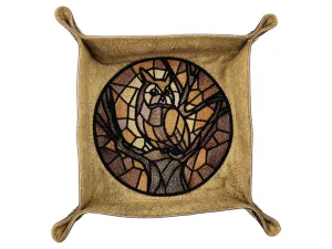 Stained glass style owl dice tray
