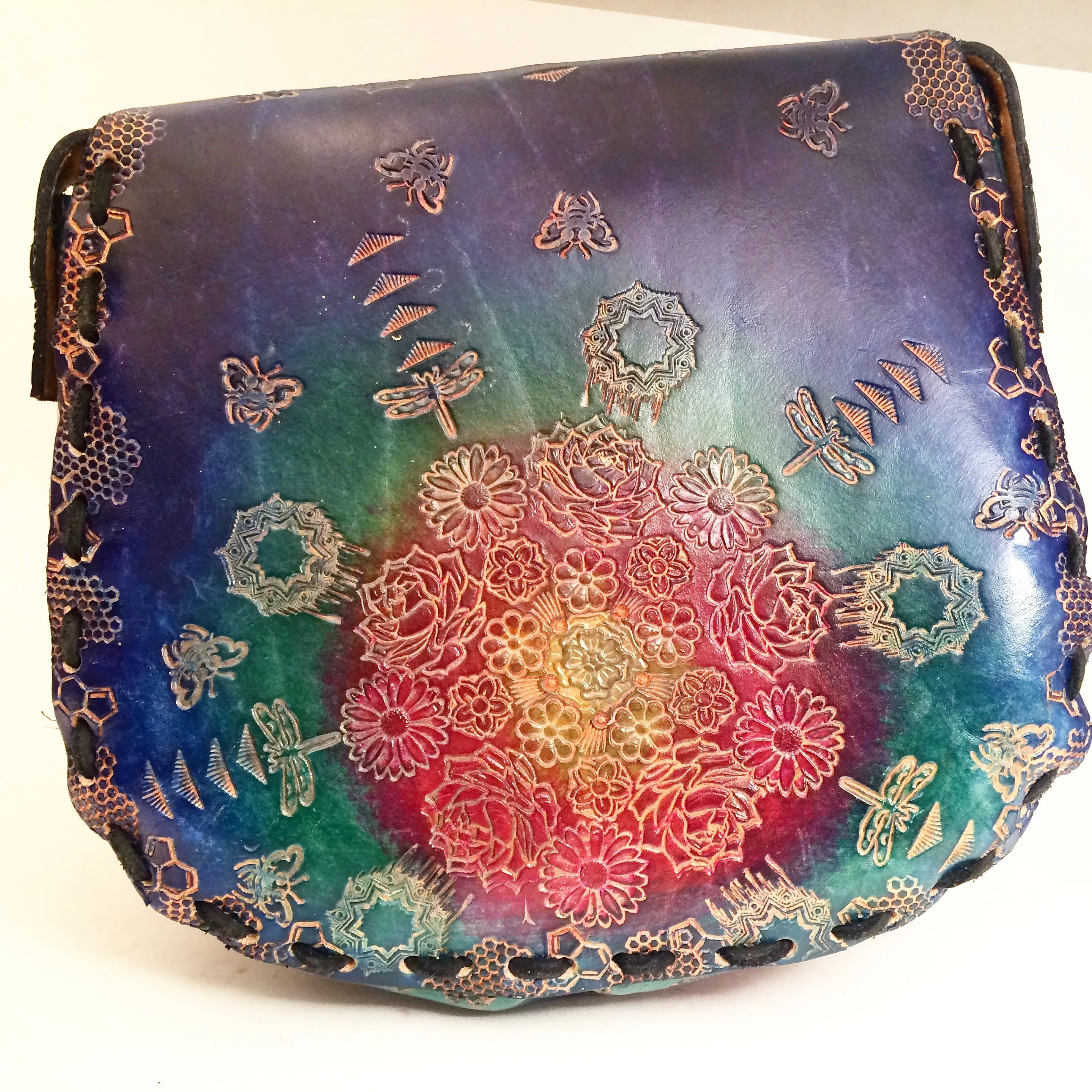 Stamped Leather Purse Large Round - Miscellaneous Designs