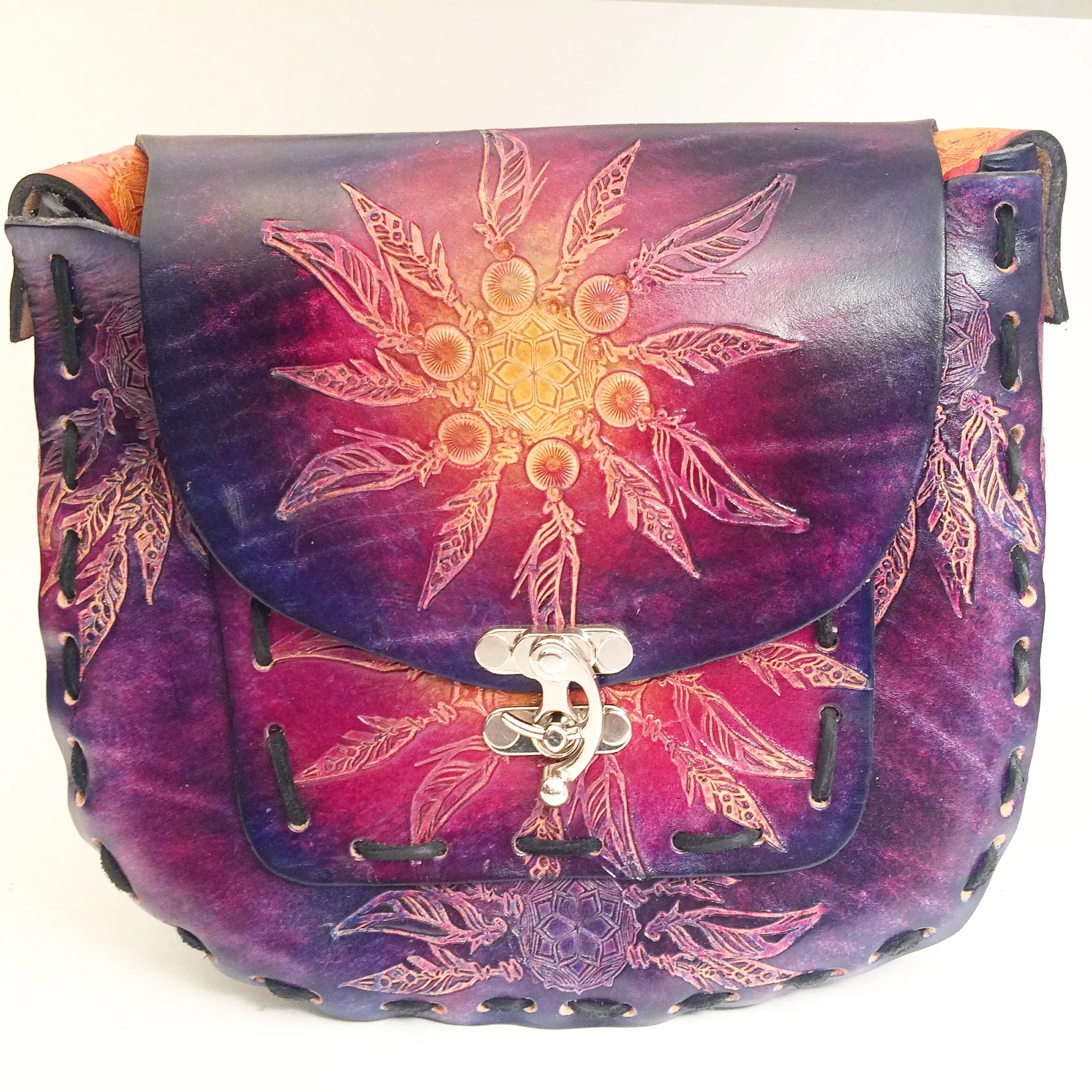 Stamped Leather Purse Large Round - Miscellaneous Designs