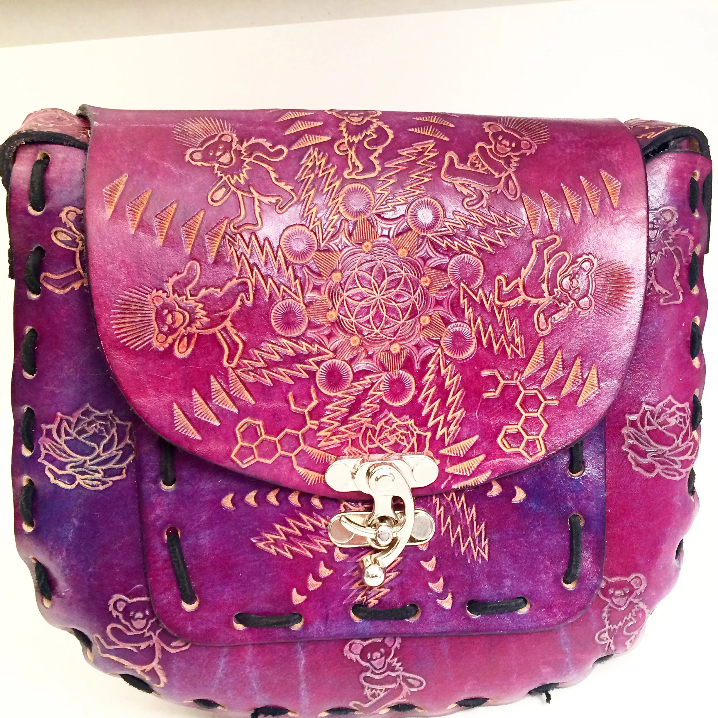 Stamped Leather Purse Large Round - Miscellaneous Designs