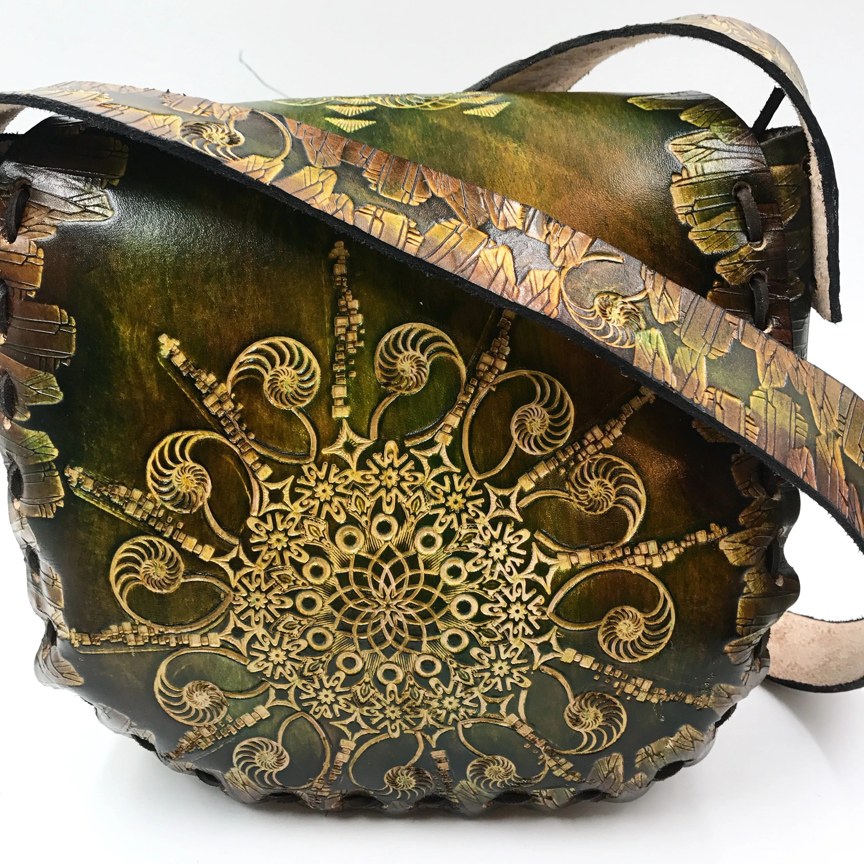Stamped Leather Purse Large Round - Miscellaneous Designs