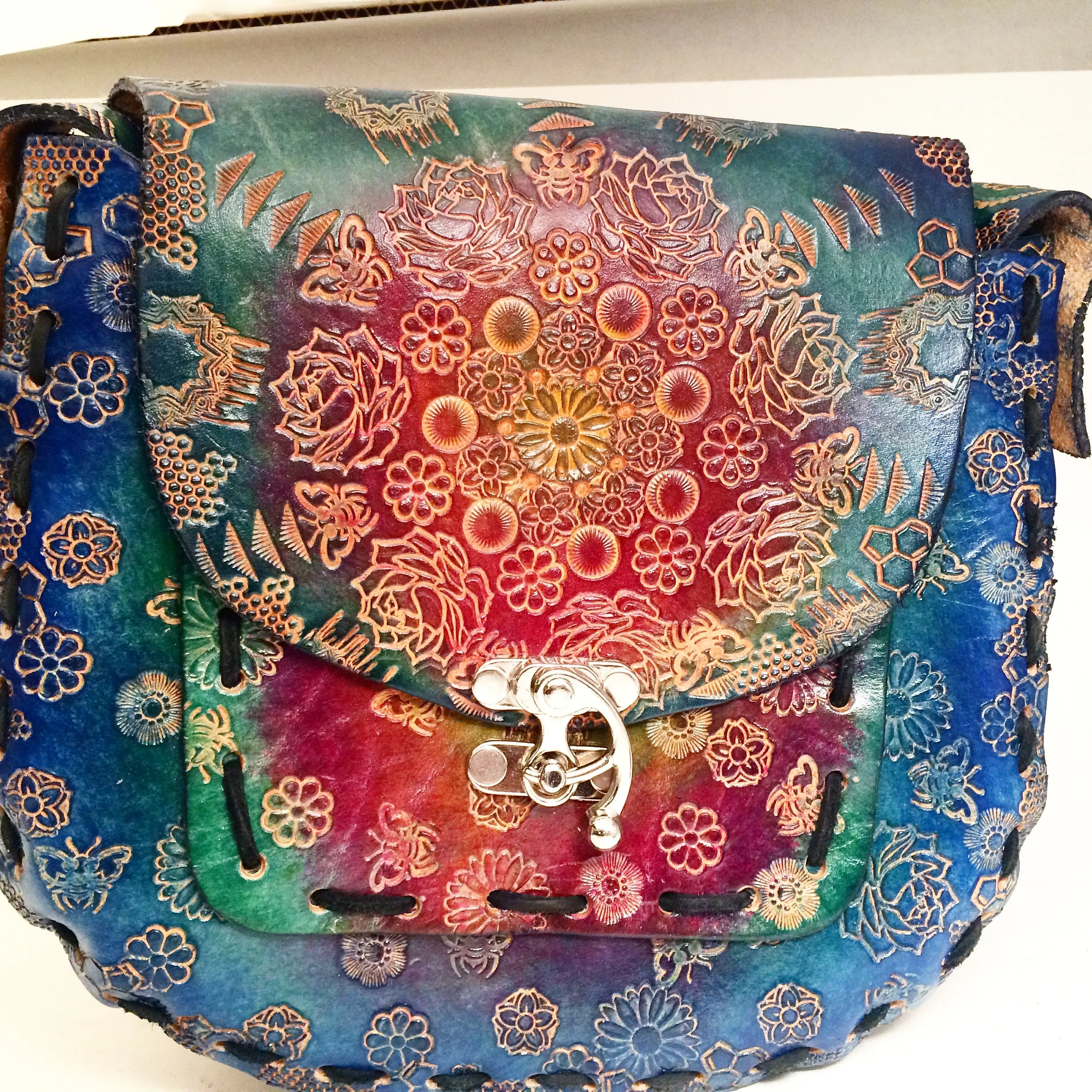 Stamped Leather Purse Large Round - Miscellaneous Designs