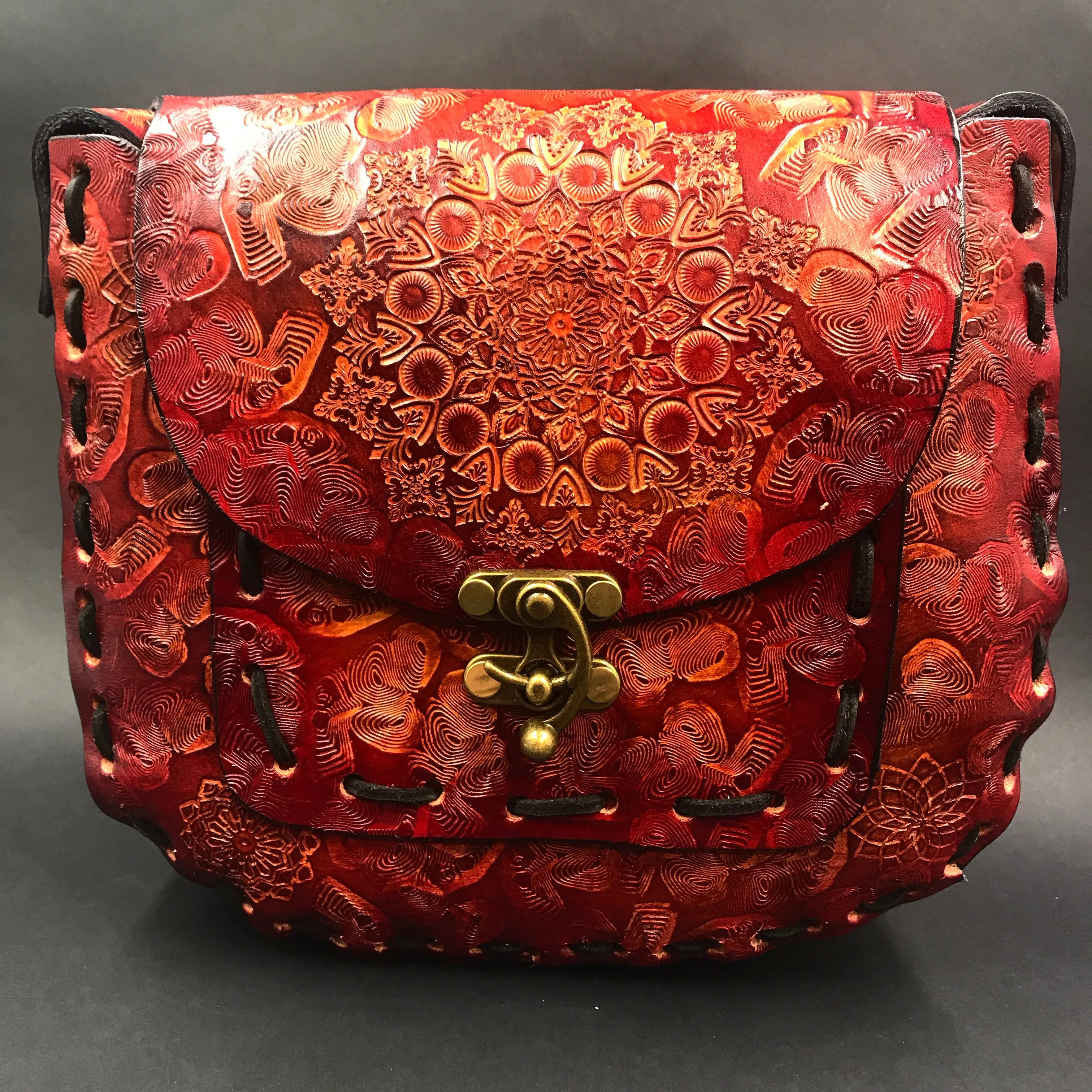 Stamped Leather Purse Large Round - Miscellaneous Designs