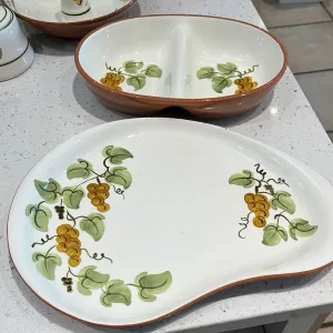 Stangl Golden Grape Hand painted serving platter and divided serving bowl