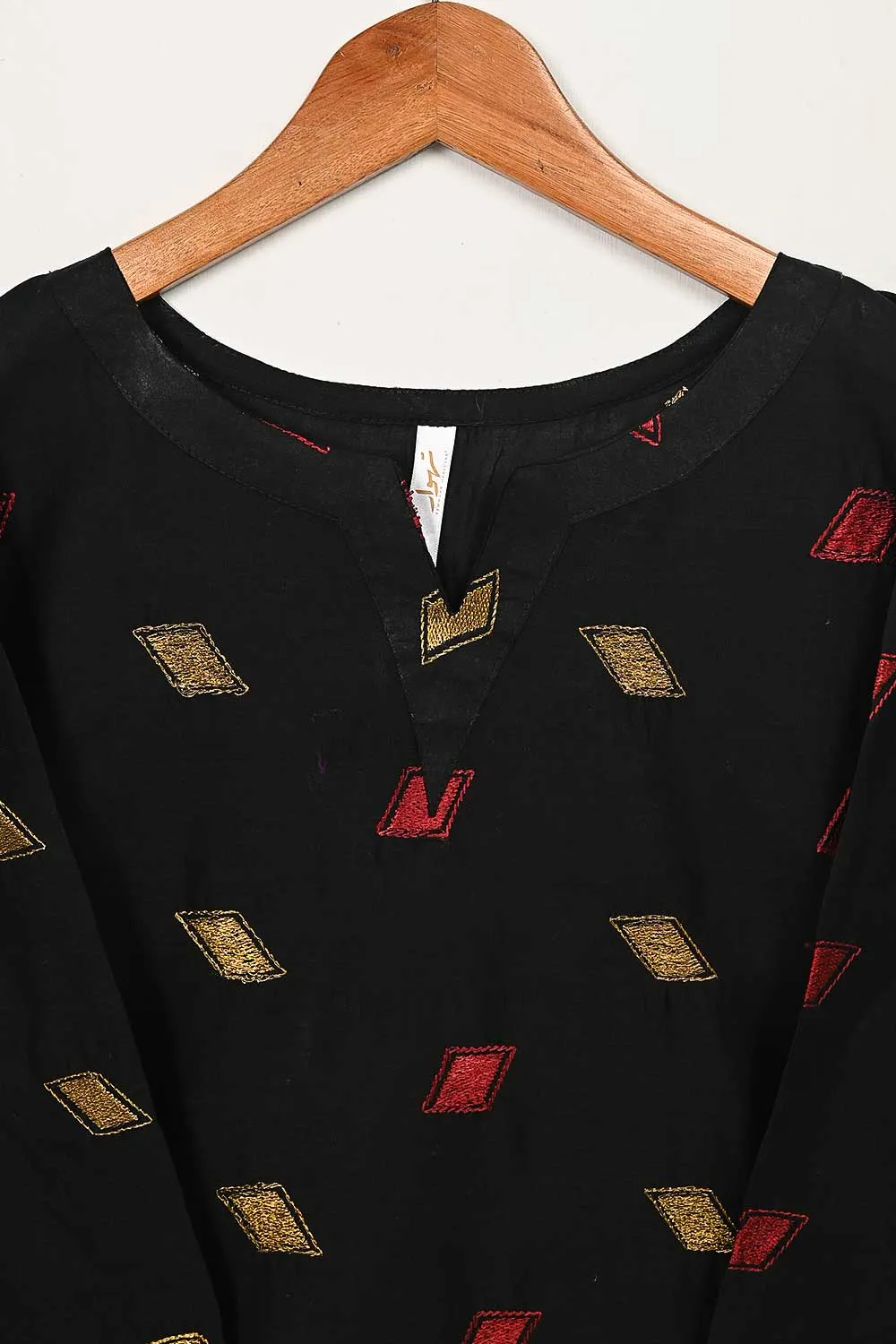 STP-144A-Black - 2PC COTTON EMBROIDERED STITCHED