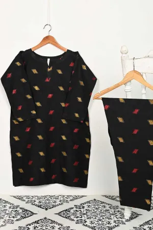 STP-144A-Black - 2PC COTTON EMBROIDERED STITCHED