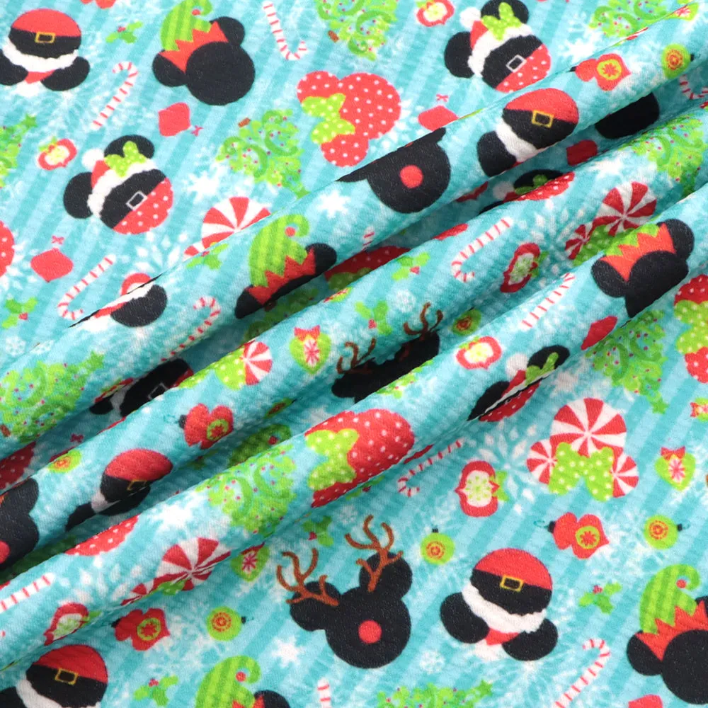 stripe christmas day snowflake snow printed fabric