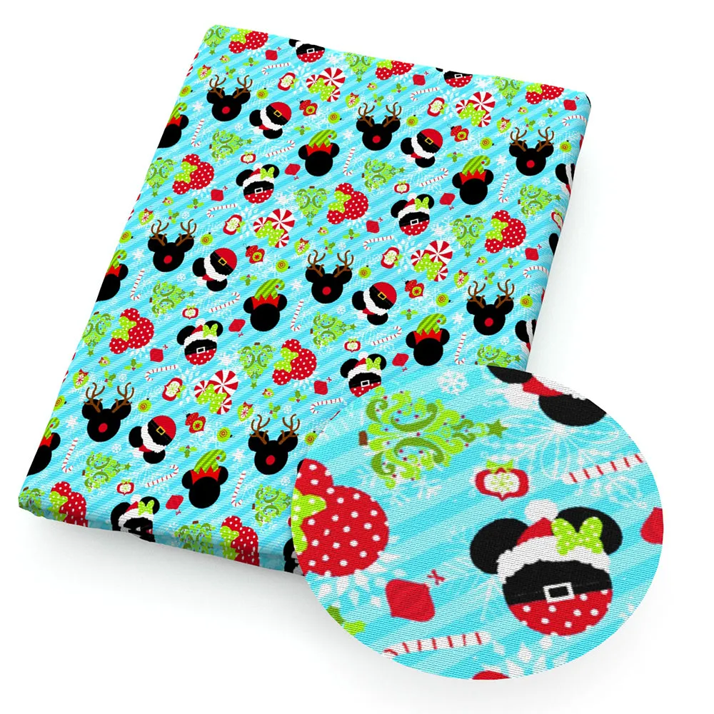 stripe christmas day snowflake snow printed fabric