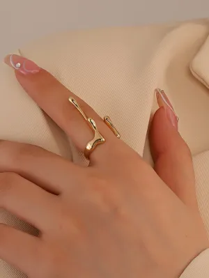 Structured Design Cuff Ring - Gold