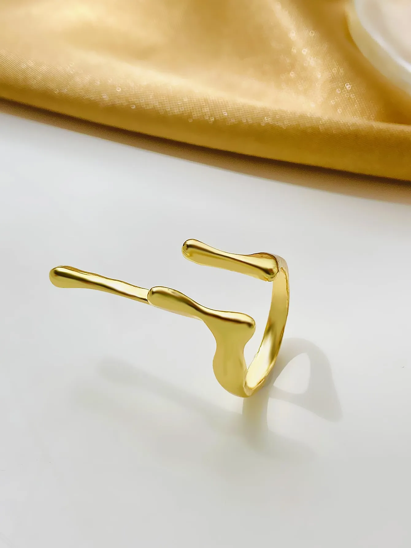 Structured Design Cuff Ring - Gold