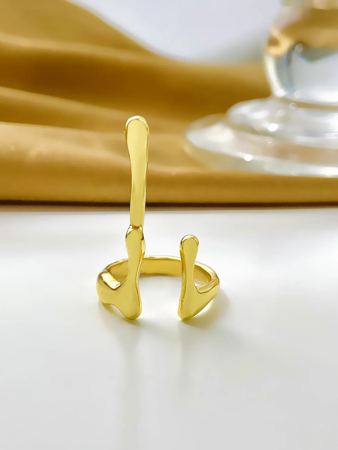 Structured Design Cuff Ring - Gold