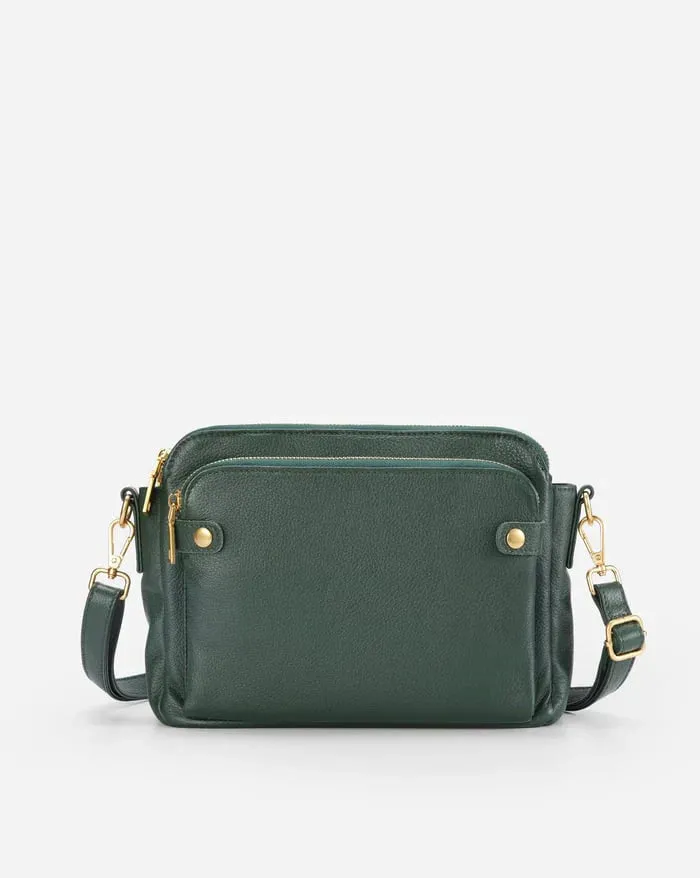 Structured Zip Pocket Shoulder Bag