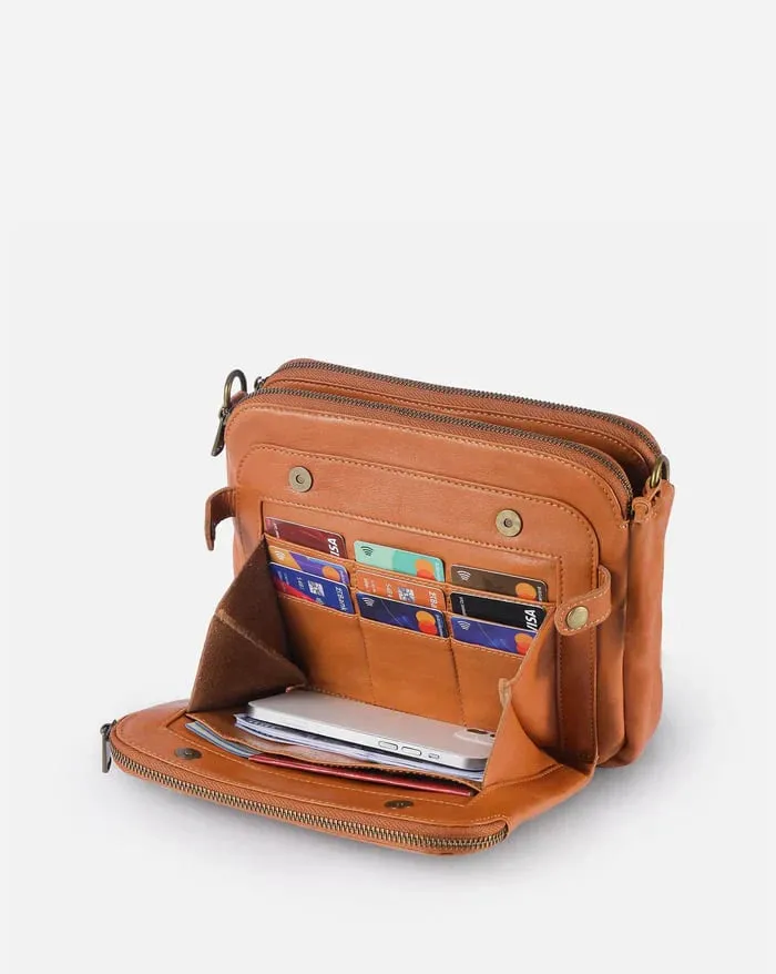 Structured Zip Pocket Shoulder Bag