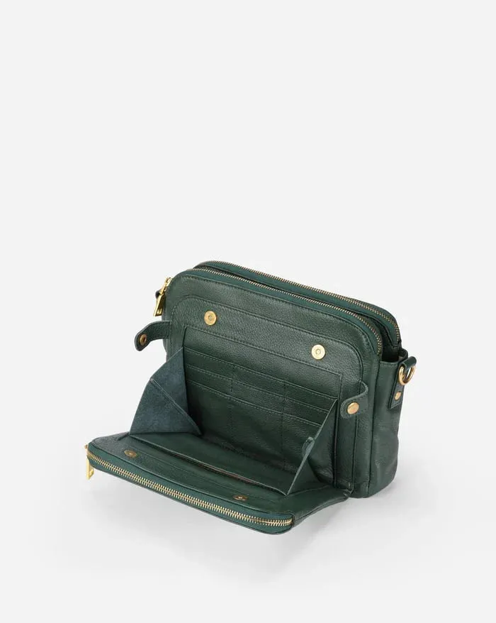 Structured Zip Pocket Shoulder Bag