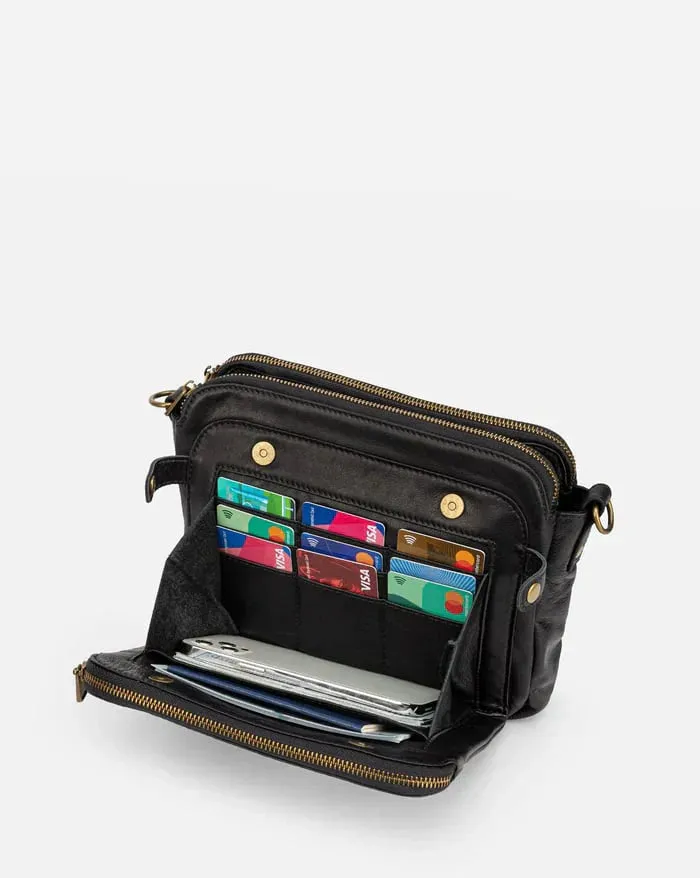 Structured Zip Pocket Shoulder Bag
