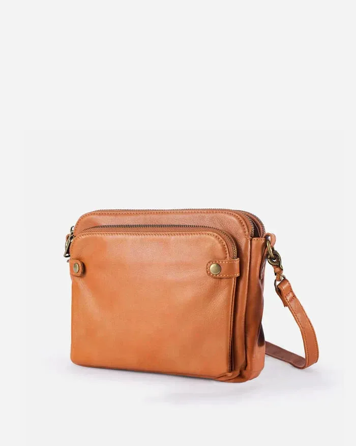 Structured Zip Pocket Shoulder Bag