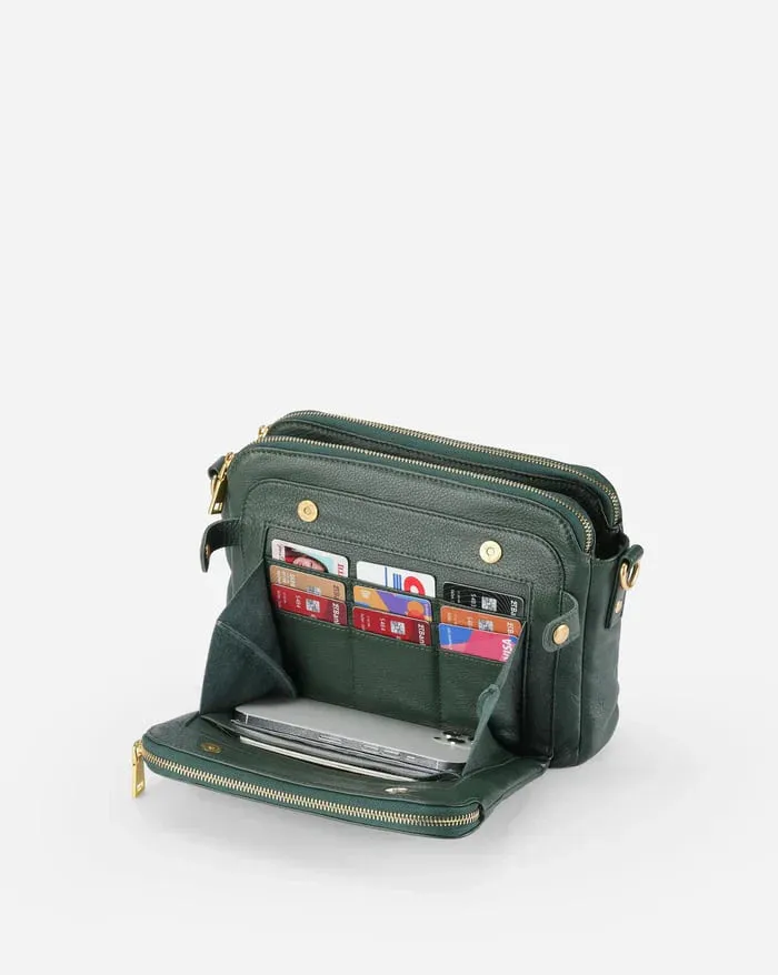 Structured Zip Pocket Shoulder Bag