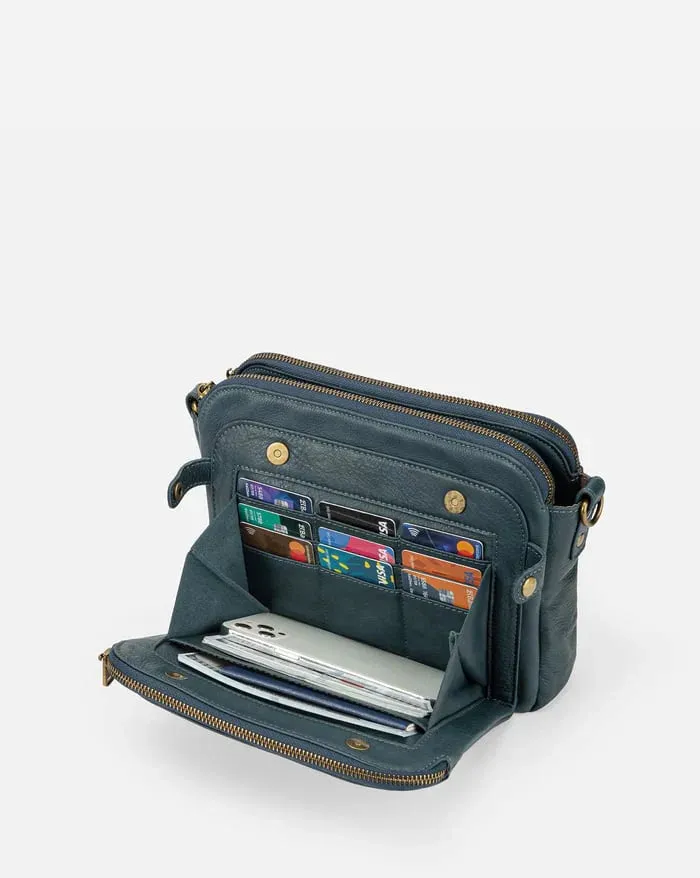 Structured Zip Pocket Shoulder Bag