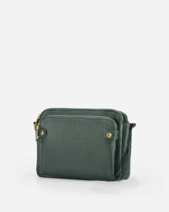 Structured Zip Pocket Shoulder Bag