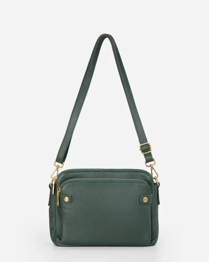 Structured Zip Pocket Shoulder Bag