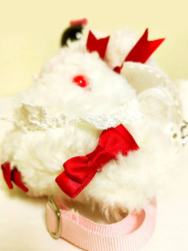 Sweet Lolita Backpack Bow Embroidered Bear White Plush Lolita Bag