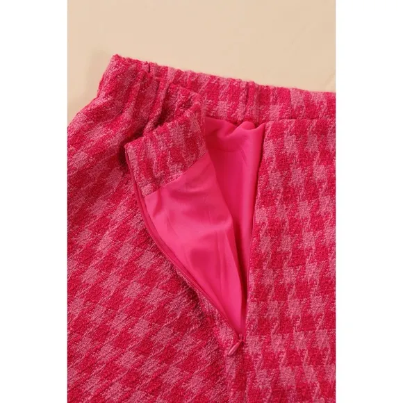 Sz M Cicy Bell Tweed Cropped Blazer &amp; Mini Skirt Set In Bright Pink NWOT