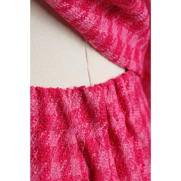 Sz M Cicy Bell Tweed Cropped Blazer &amp; Mini Skirt Set In Bright Pink NWOT