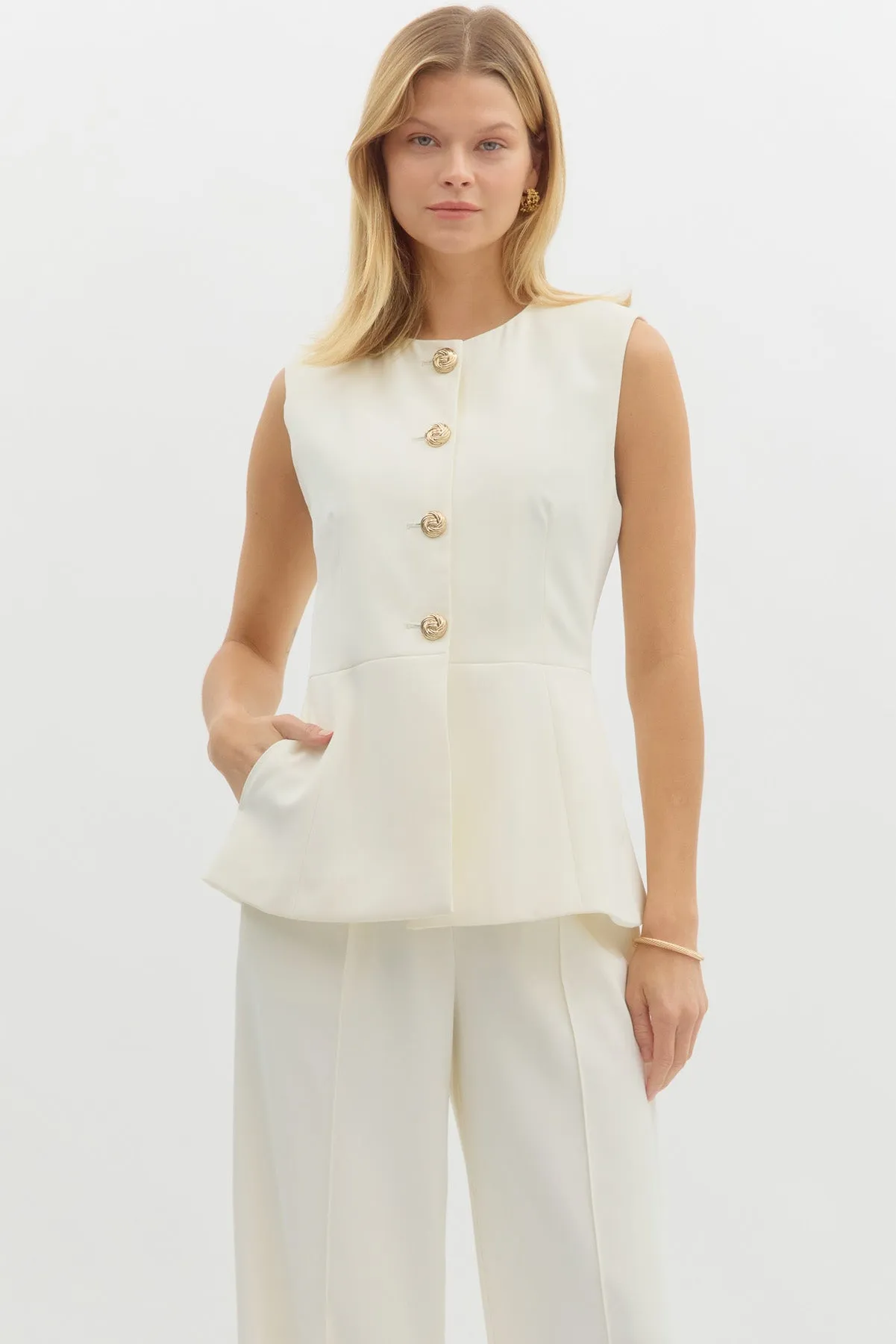 Tailor Gold Accented Vest {Cream}