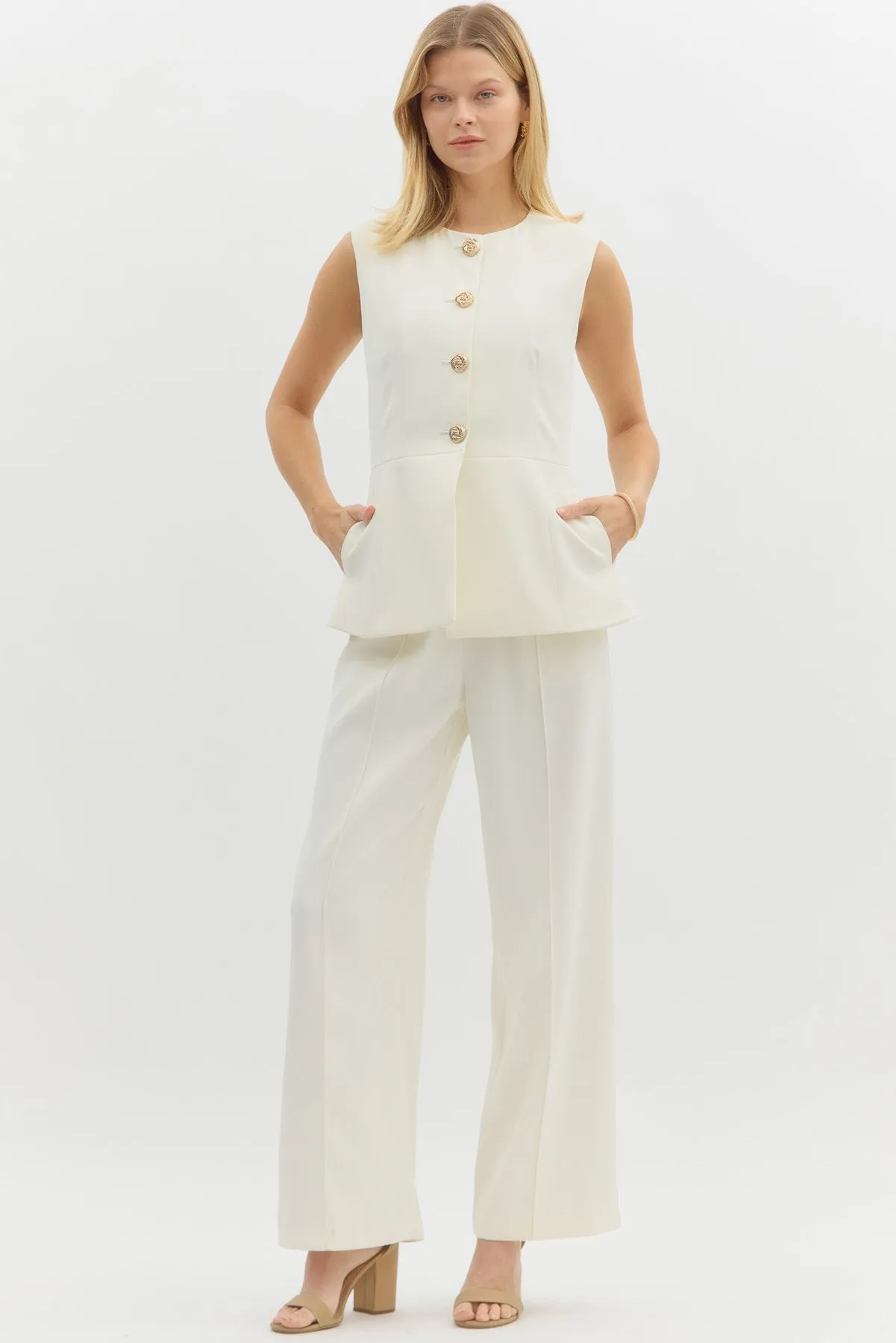 Tailor Gold Accented Vest {Cream}