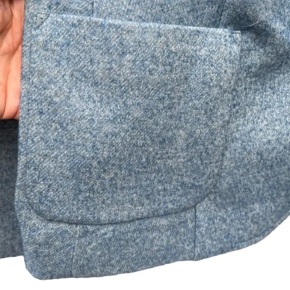 Talbots Womens Blue Heather Wool Blend Equestrian 3 Button Blazer Jacket Plus 14