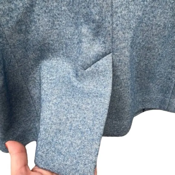 Talbots Womens Blue Heather Wool Blend Equestrian 3 Button Blazer Jacket Plus 14