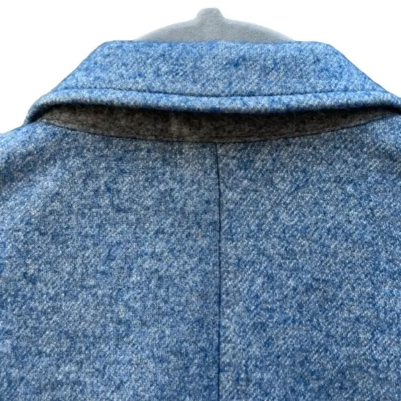 Talbots Womens Blue Heather Wool Blend Equestrian 3 Button Blazer Jacket Plus 14