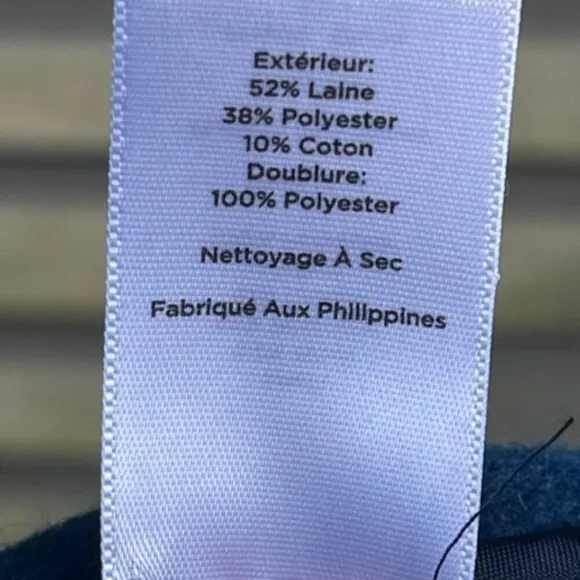 Talbots Womens Blue Heather Wool Blend Equestrian 3 Button Blazer Jacket Plus 14