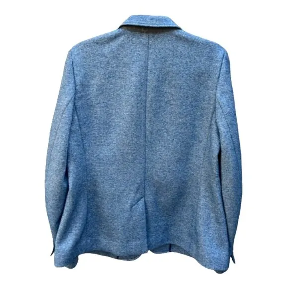Talbots Womens Blue Heather Wool Blend Equestrian 3 Button Blazer Jacket Plus 14