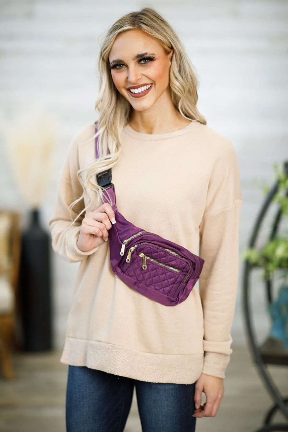 Tan Round Neck Drop Shoulder Top
