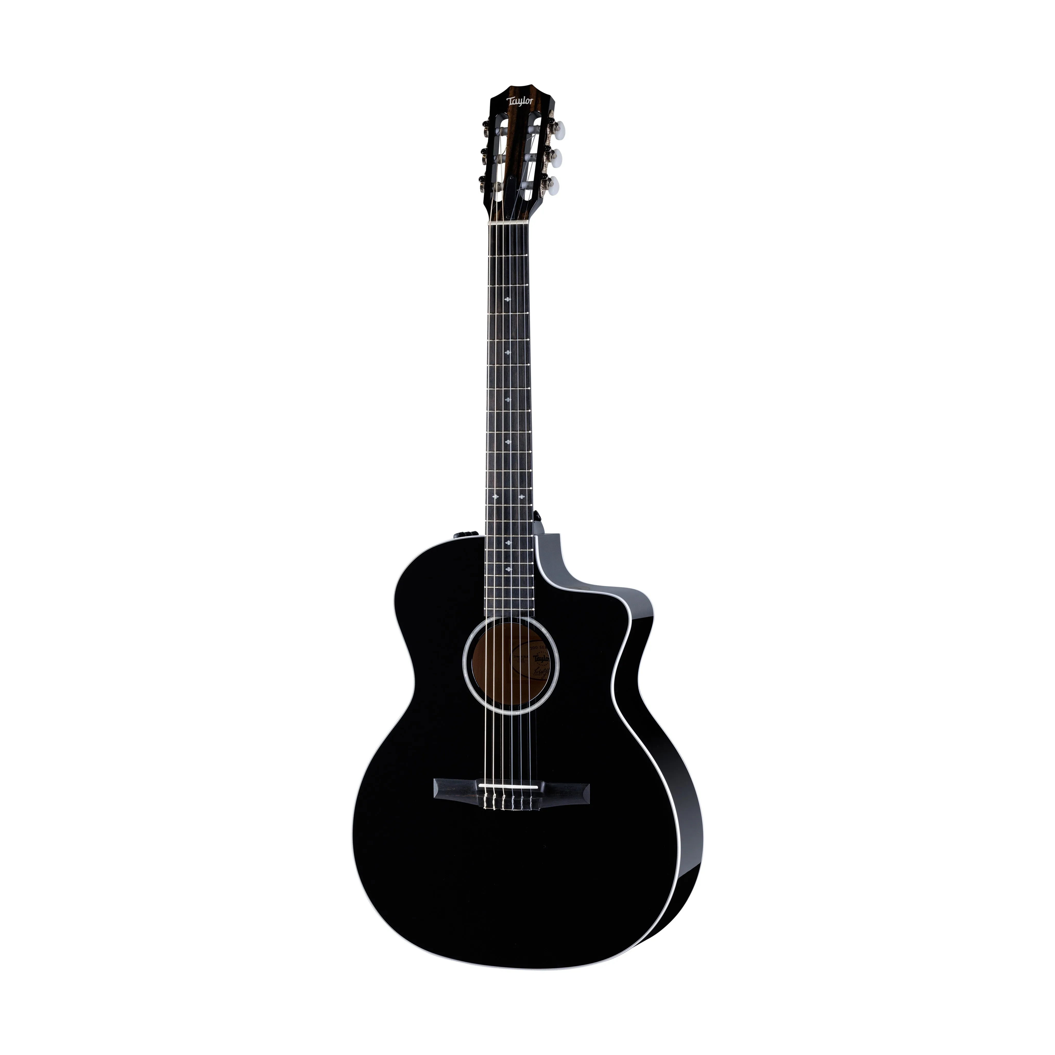 Taylor 214ce-N DLX Special Edition Grand Auditorium Nylon-String Acoustic Guitar w/Bag, Black