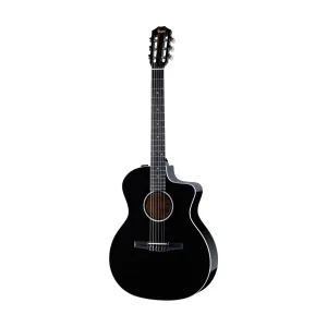 Taylor 214ce-N DLX Special Edition Grand Auditorium Nylon-String Acoustic Guitar w/Bag, Black