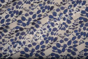 Ten-Saks Blue Leaf Design Lace Embroidery Knitted Fabric