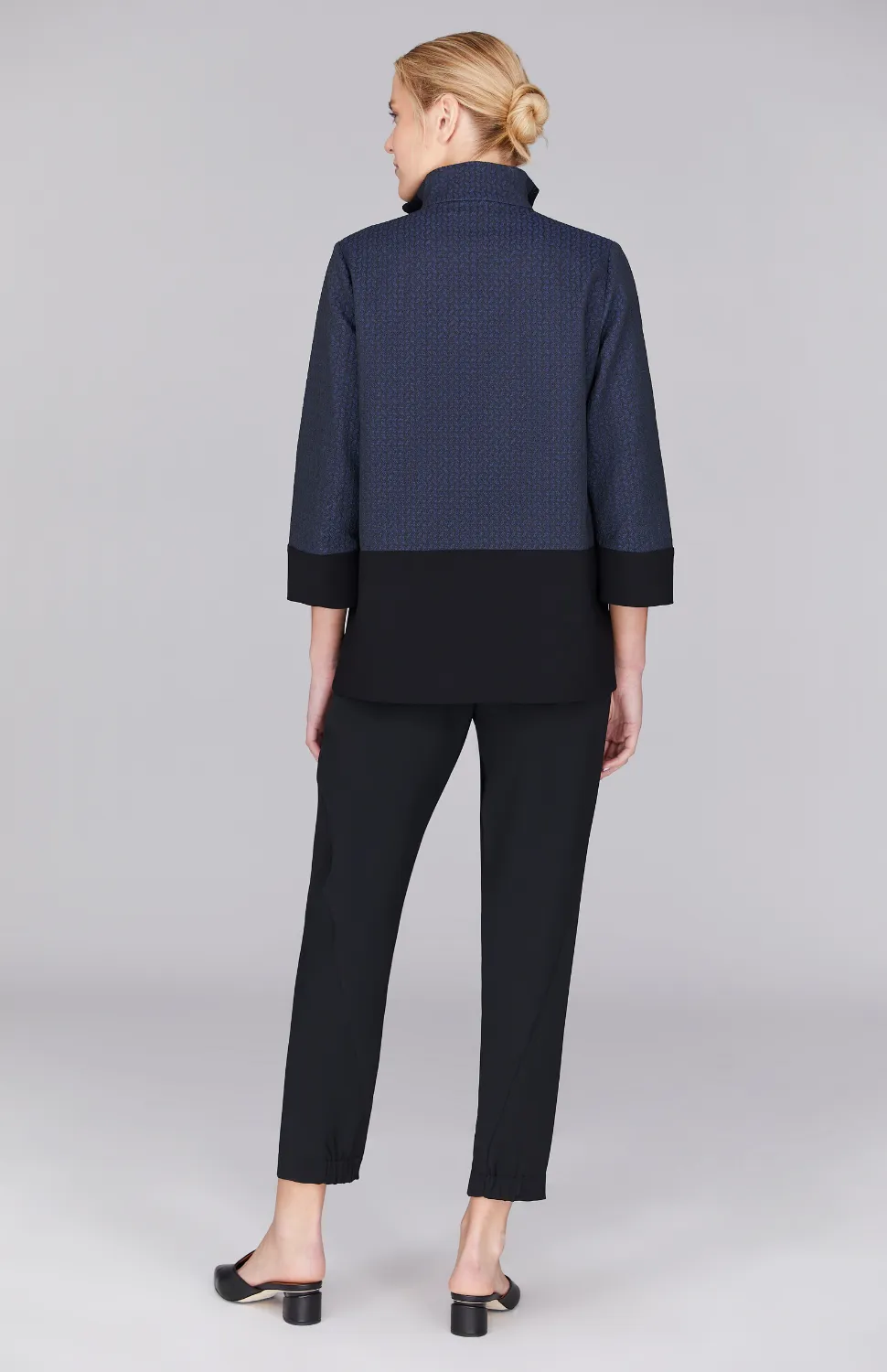 Textured Chevron High Neck Zip Jacket