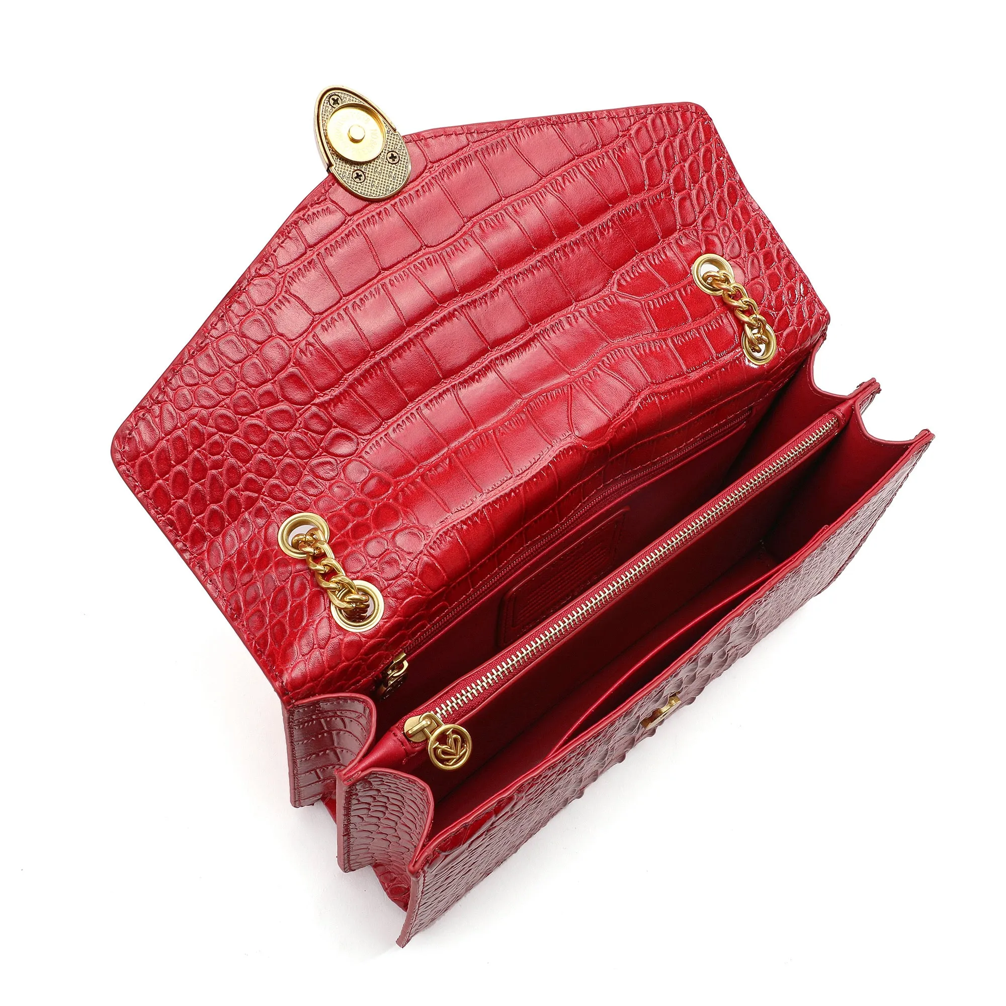 Tiffany & Fred Alligator Embossed Leather Shoulder Bag