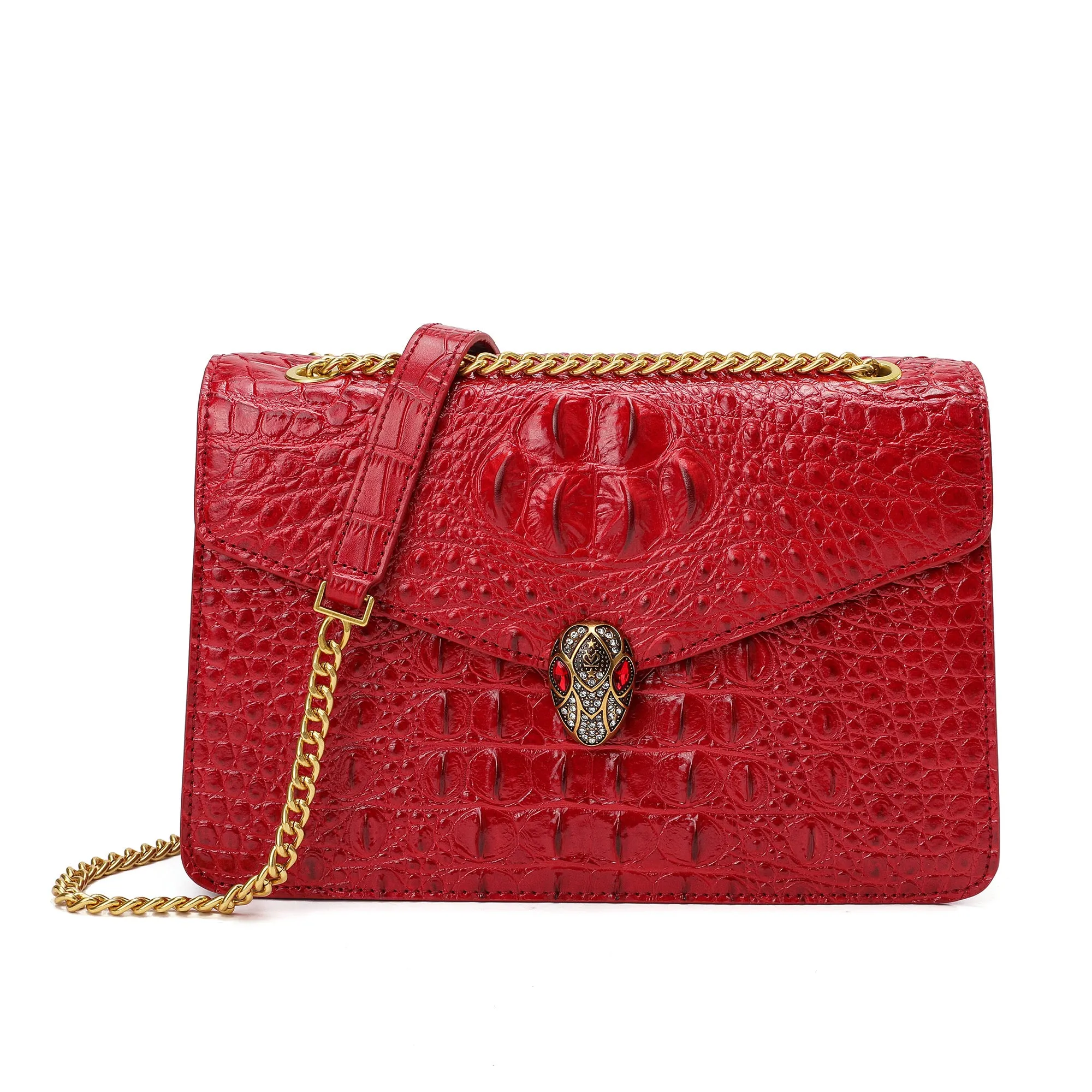 Tiffany & Fred Alligator Embossed Leather Shoulder Bag