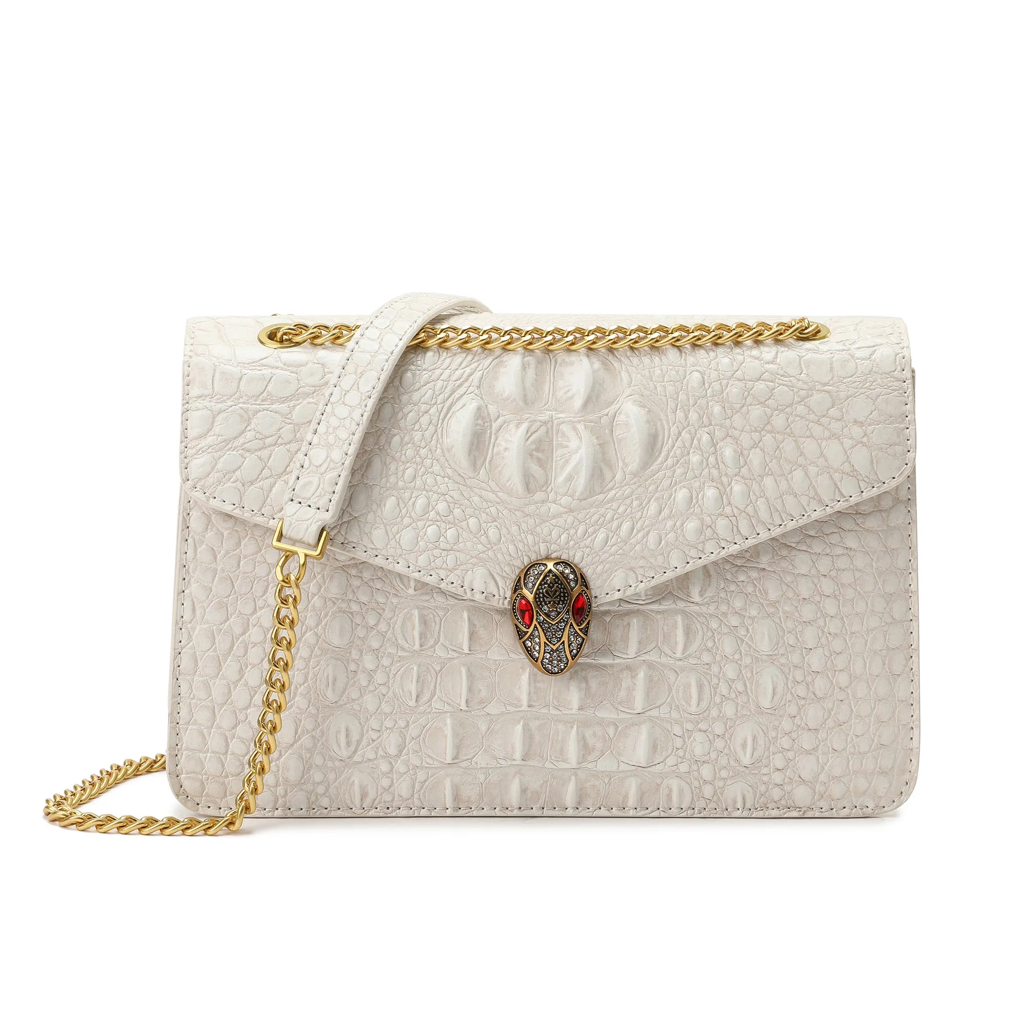Tiffany & Fred Alligator Embossed Leather Shoulder Bag
