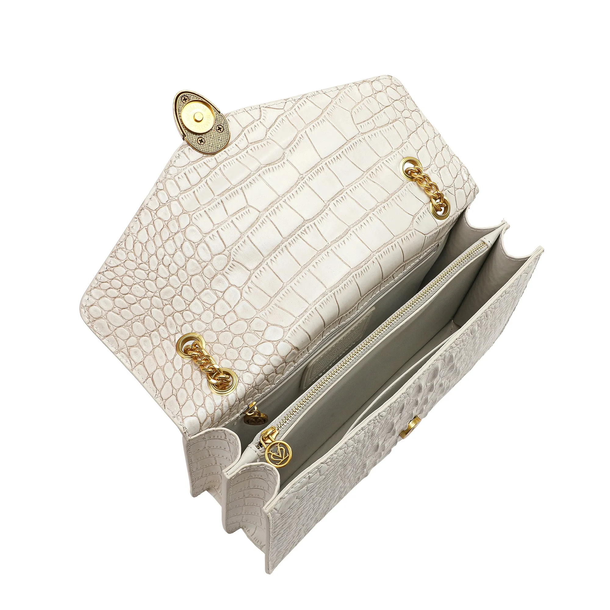 Tiffany & Fred Alligator Embossed Leather Shoulder Bag